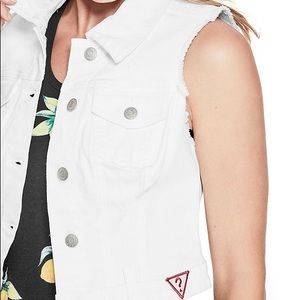Guess white jean vest